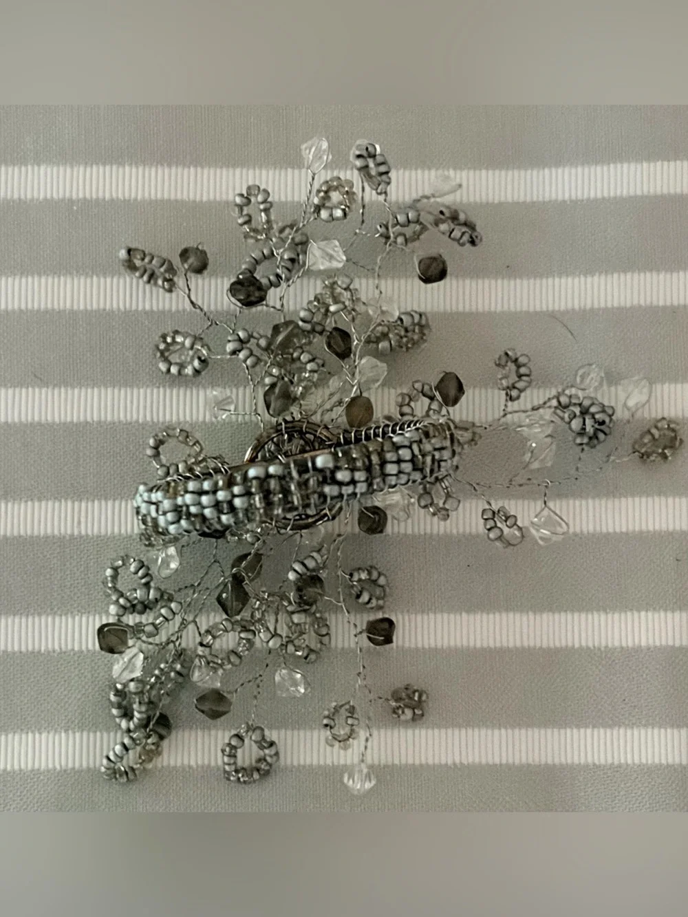 Pottery Barn Napkin Rings In Box Set Of Four Silver Spray NWT Original Box